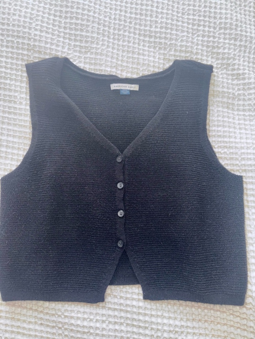 American Eagle Black Button Front Vest